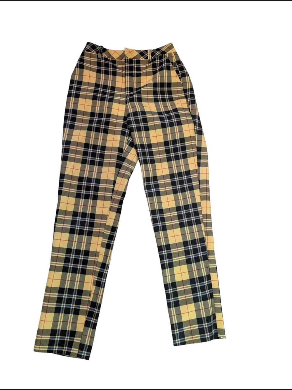 Twik Plaid Straight-Leg Pants in Yellow and Black